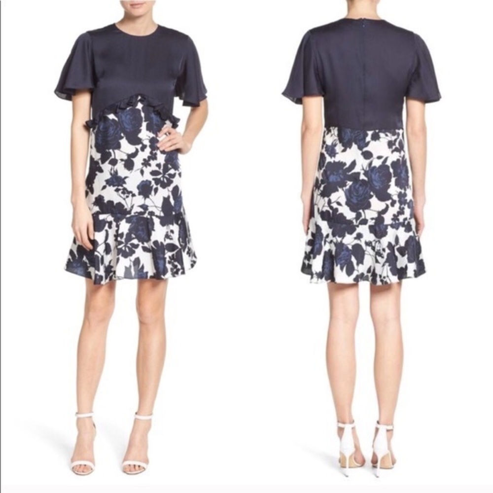 Sachin + Babi Nikki floral ruffle cocktail dress